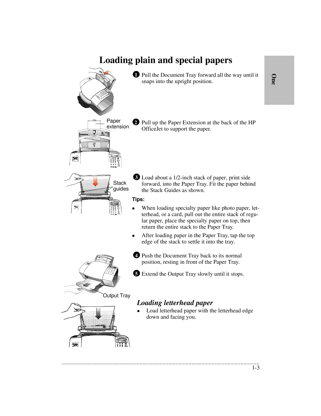 HP 700 manual Loading plain and special papers, Loading letterhead paper 