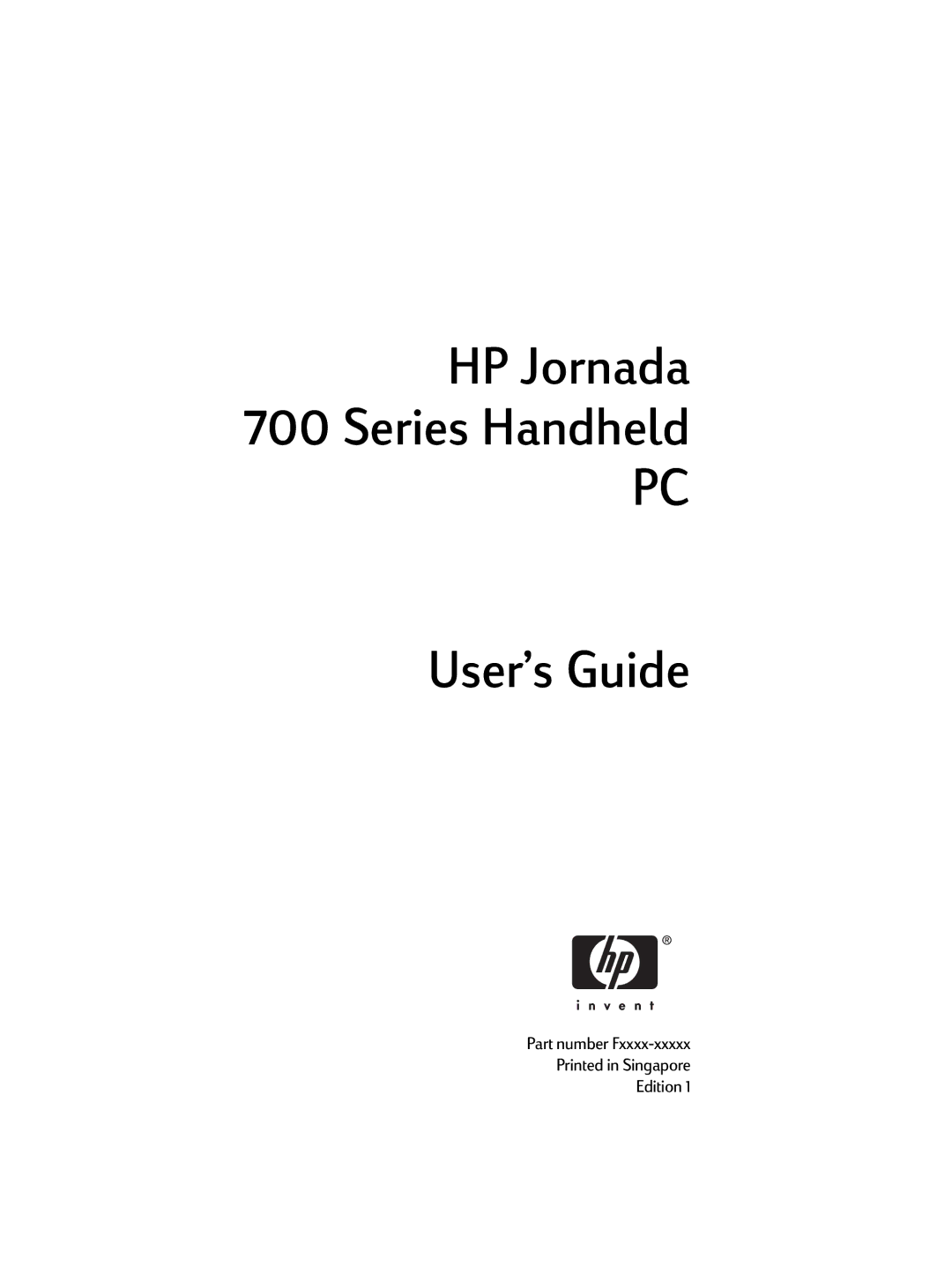 HP 700 manual HP Jornada Series Handheld User’s Guide 