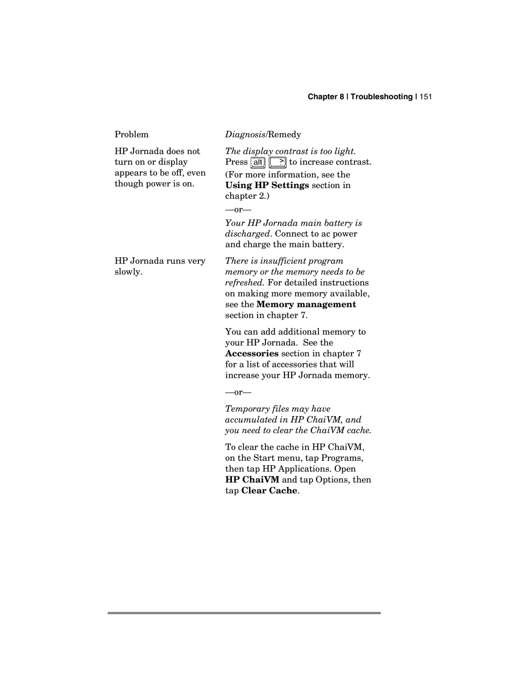 HP 700 manual Diagnosis/Remedy Display contrast is too light 