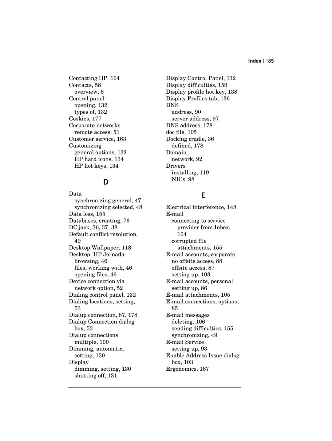 HP 700 manual Index 