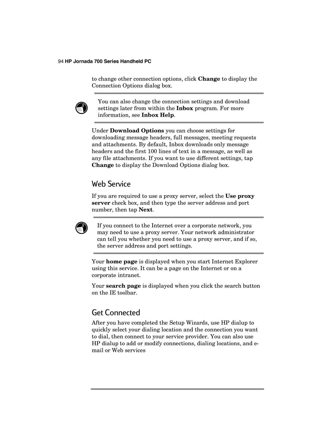 HP 700 manual Web Service, Get Connected 