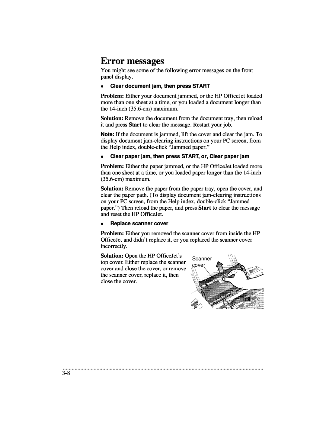 HP 700 manual Error messages 