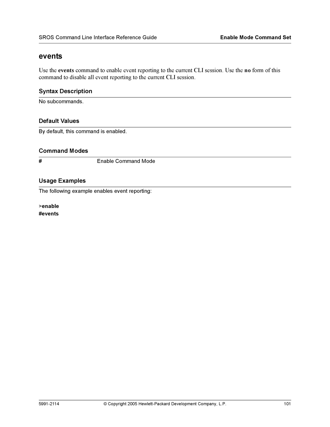 HP 7000 dl Router manual Events, Enable #events 