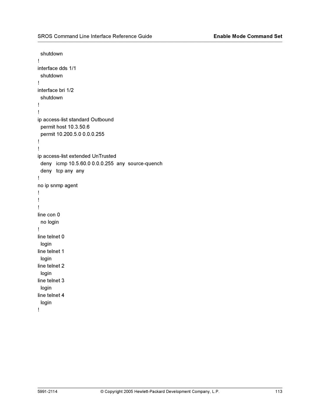 HP 7000 dl Router manual Copyright 2005 Hewlett-Packard Development Company, L.P 113 