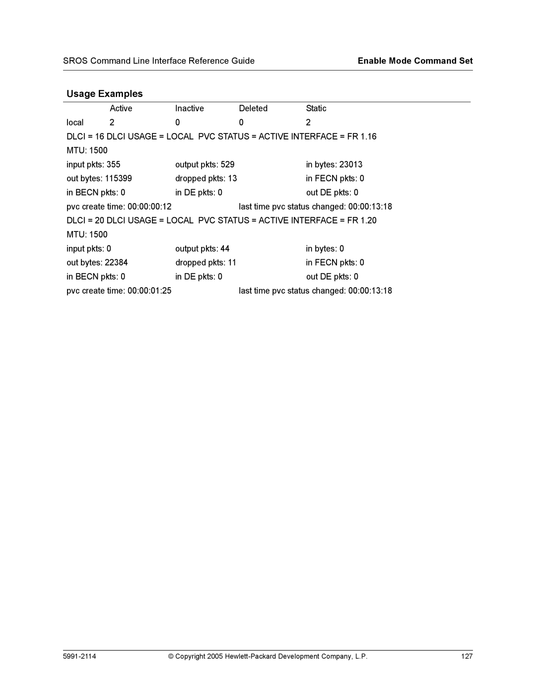 HP 7000 dl Router manual Active Inactive Deleted Static Local 