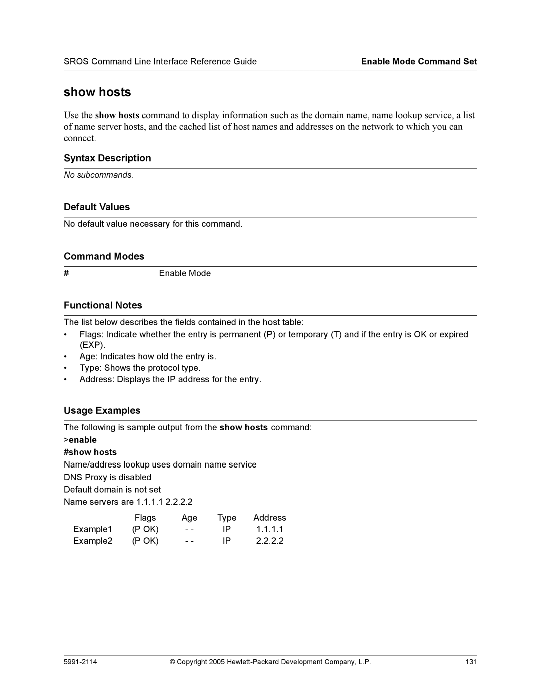 HP 7000 dl Router manual Show hosts, #show hosts 