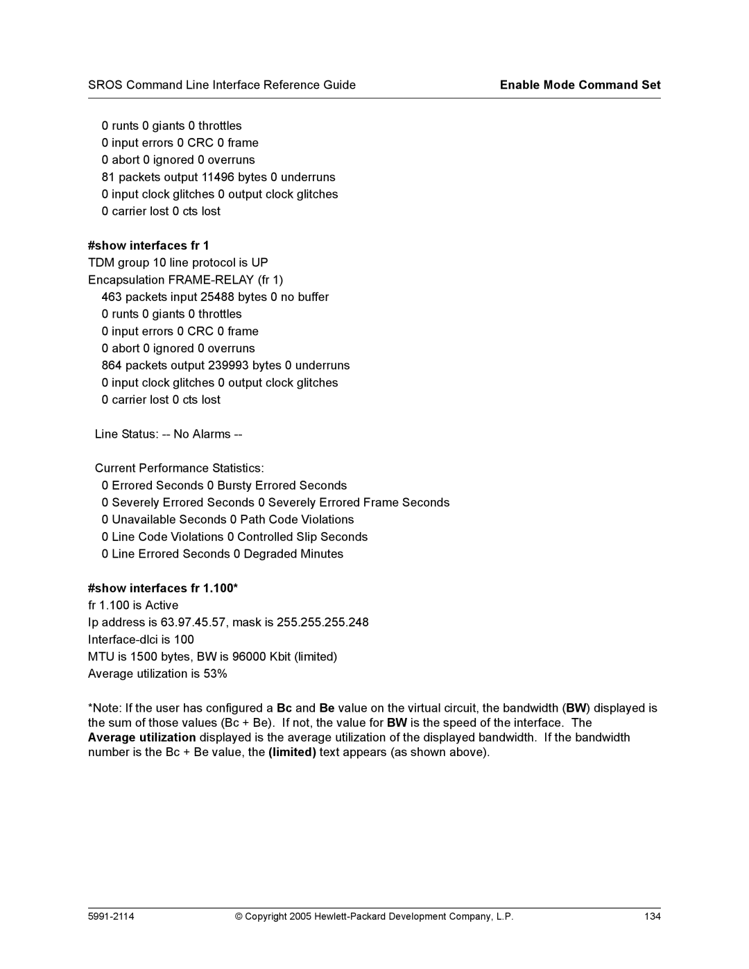 HP 7000 dl Router manual #show interfaces fr 