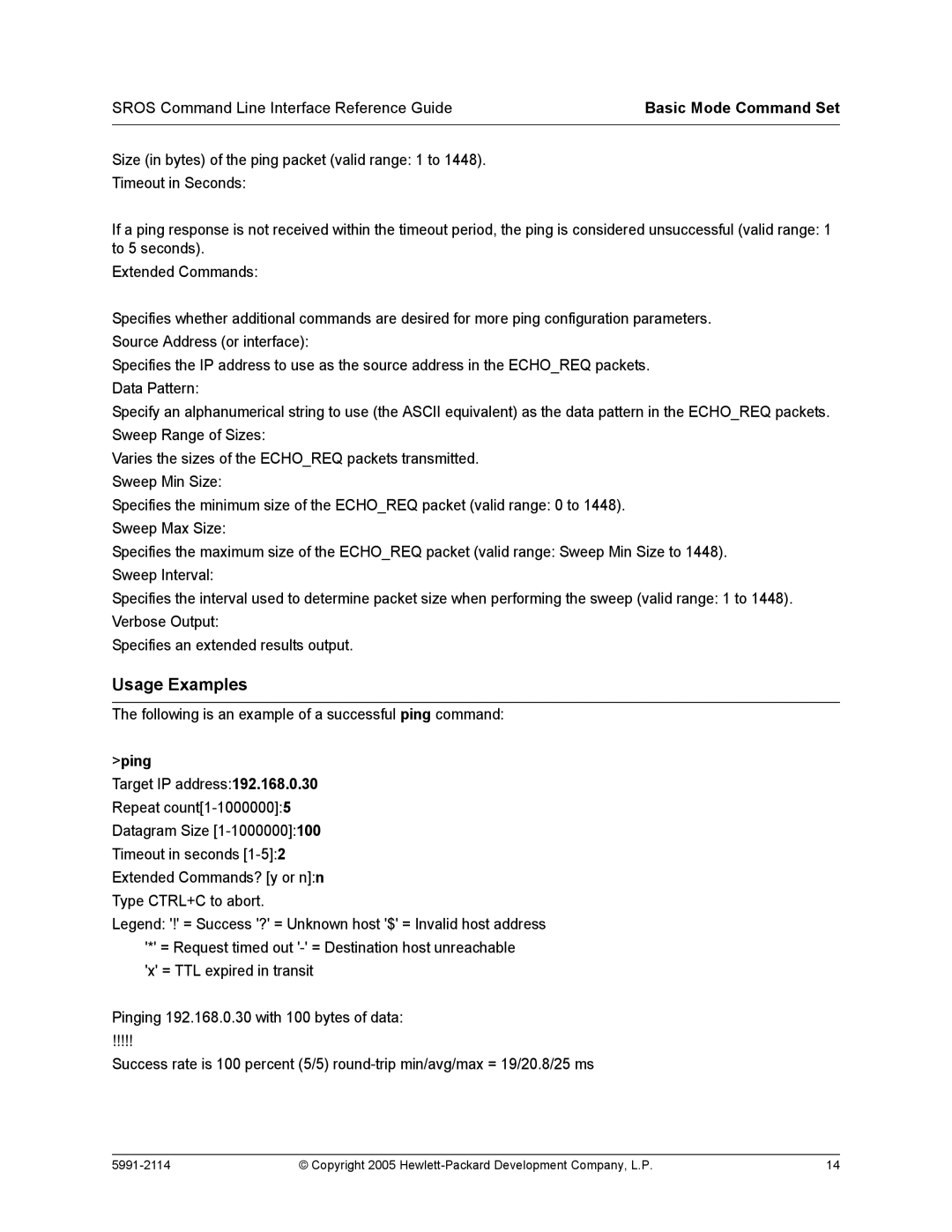 HP 7000 dl Router manual Ping 