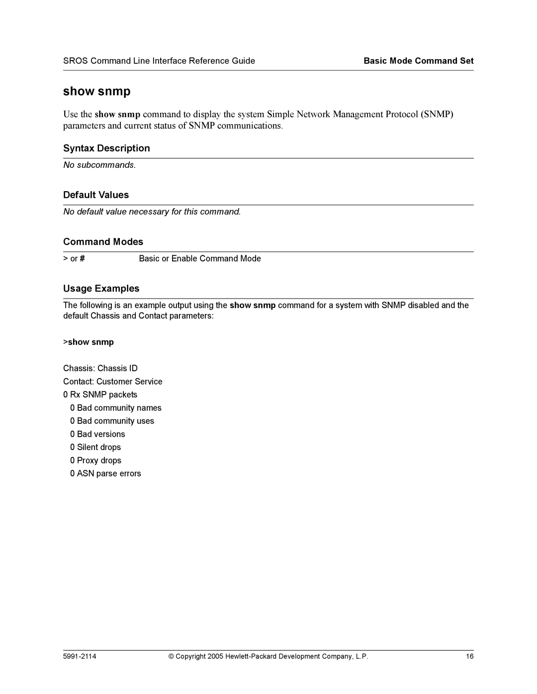 HP 7000 dl Router manual Show snmp 