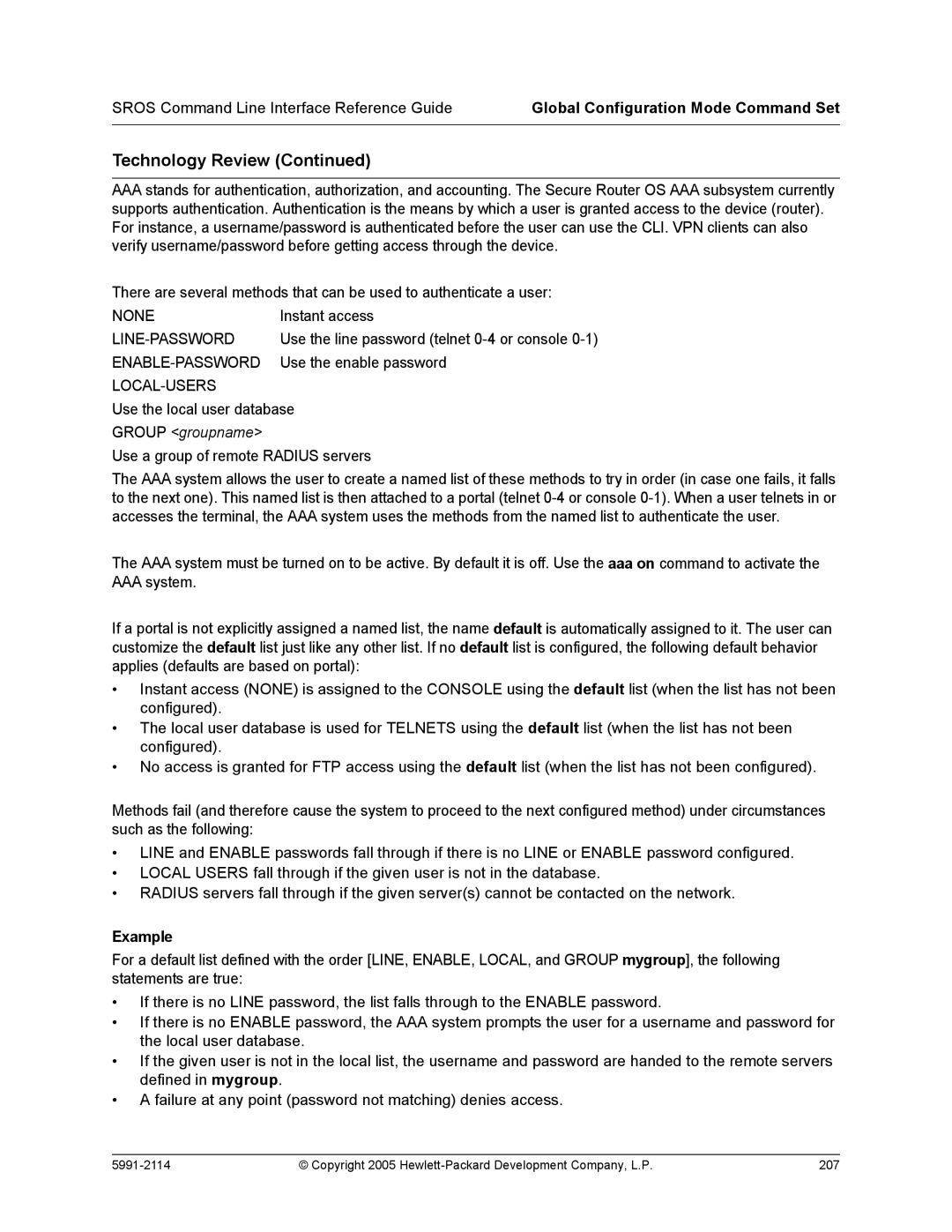 HP 7000 dl Router manual Group groupname, Example 