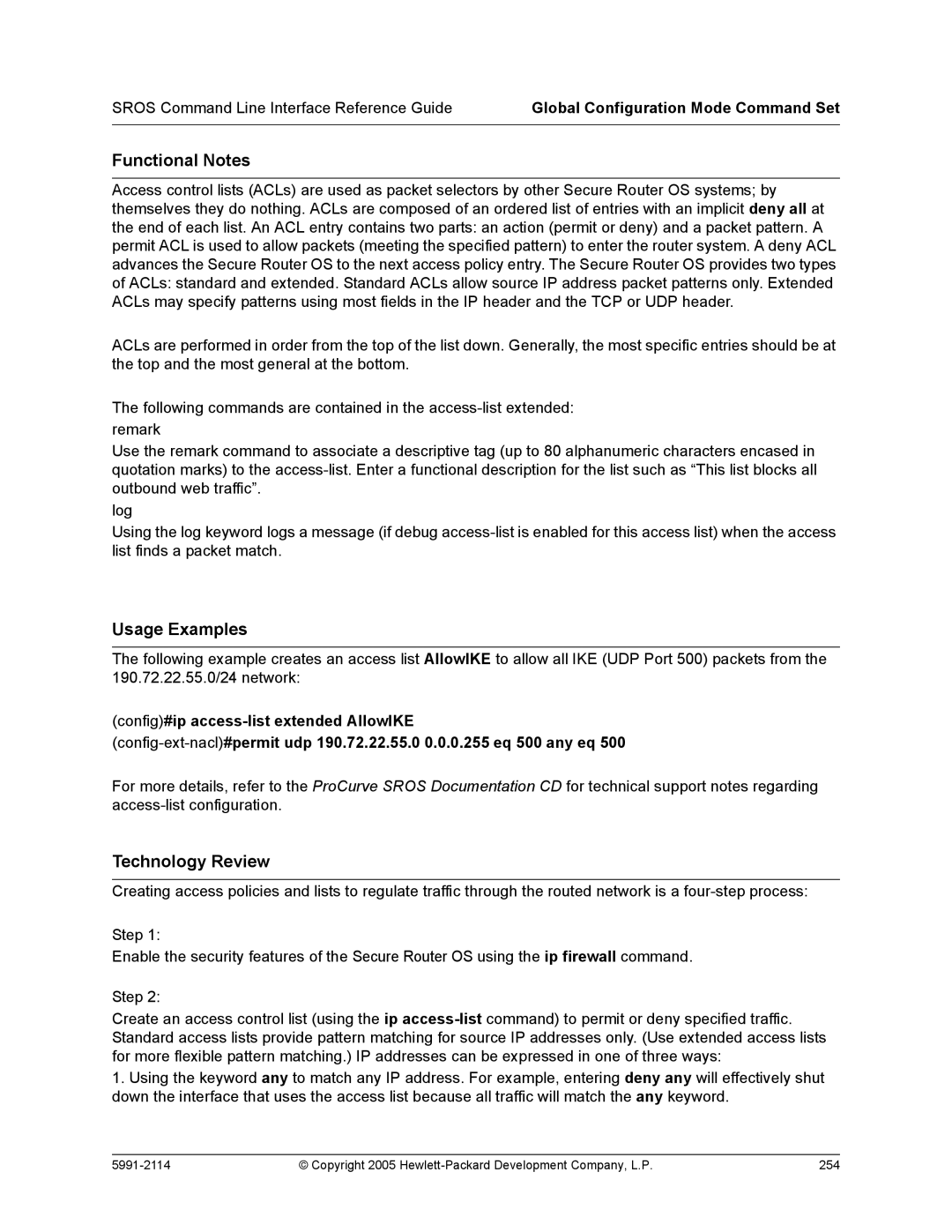 HP 7000 dl Router manual Copyright 2005 Hewlett-Packard Development Company, L.P 254 