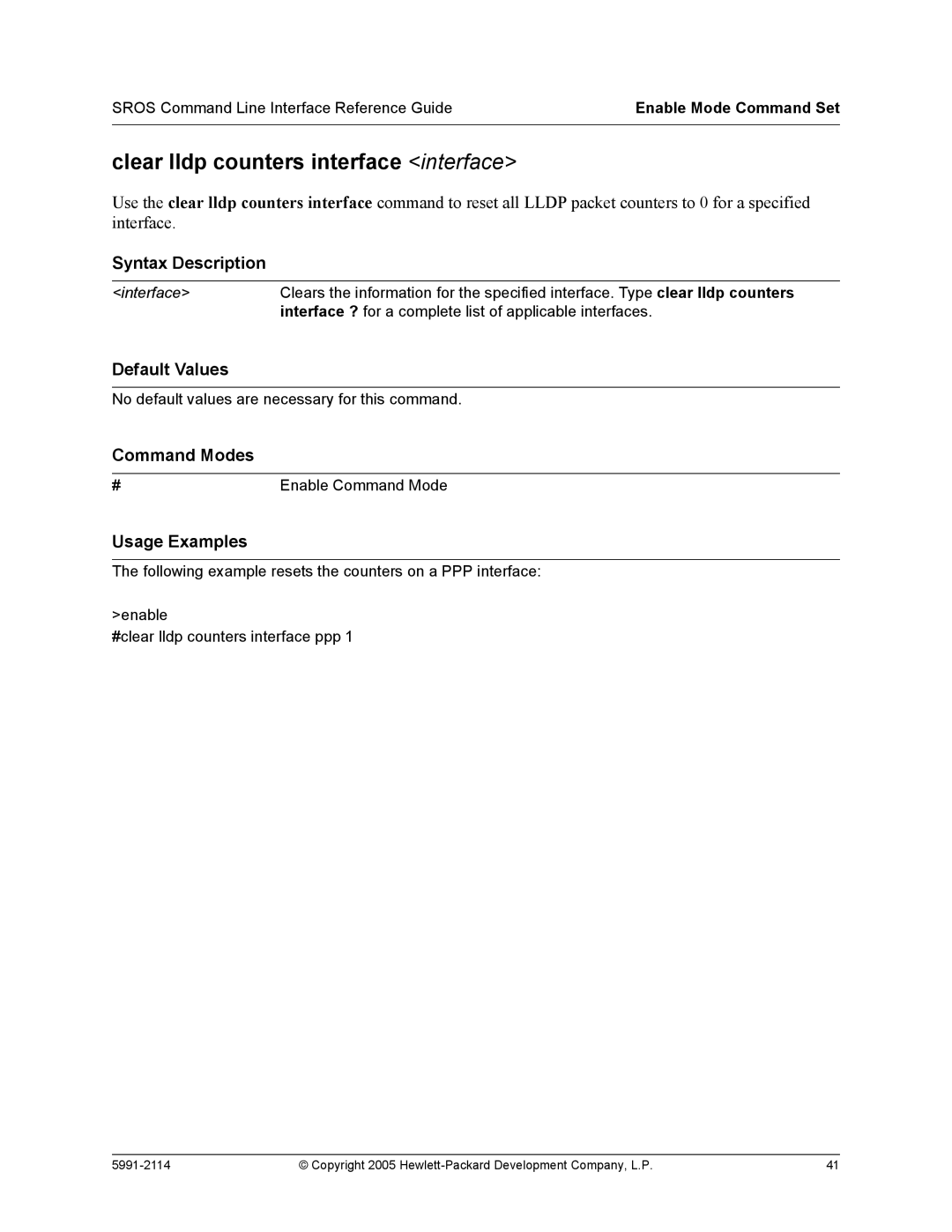 HP 7000 dl Router manual Clear lldp counters interface interface 