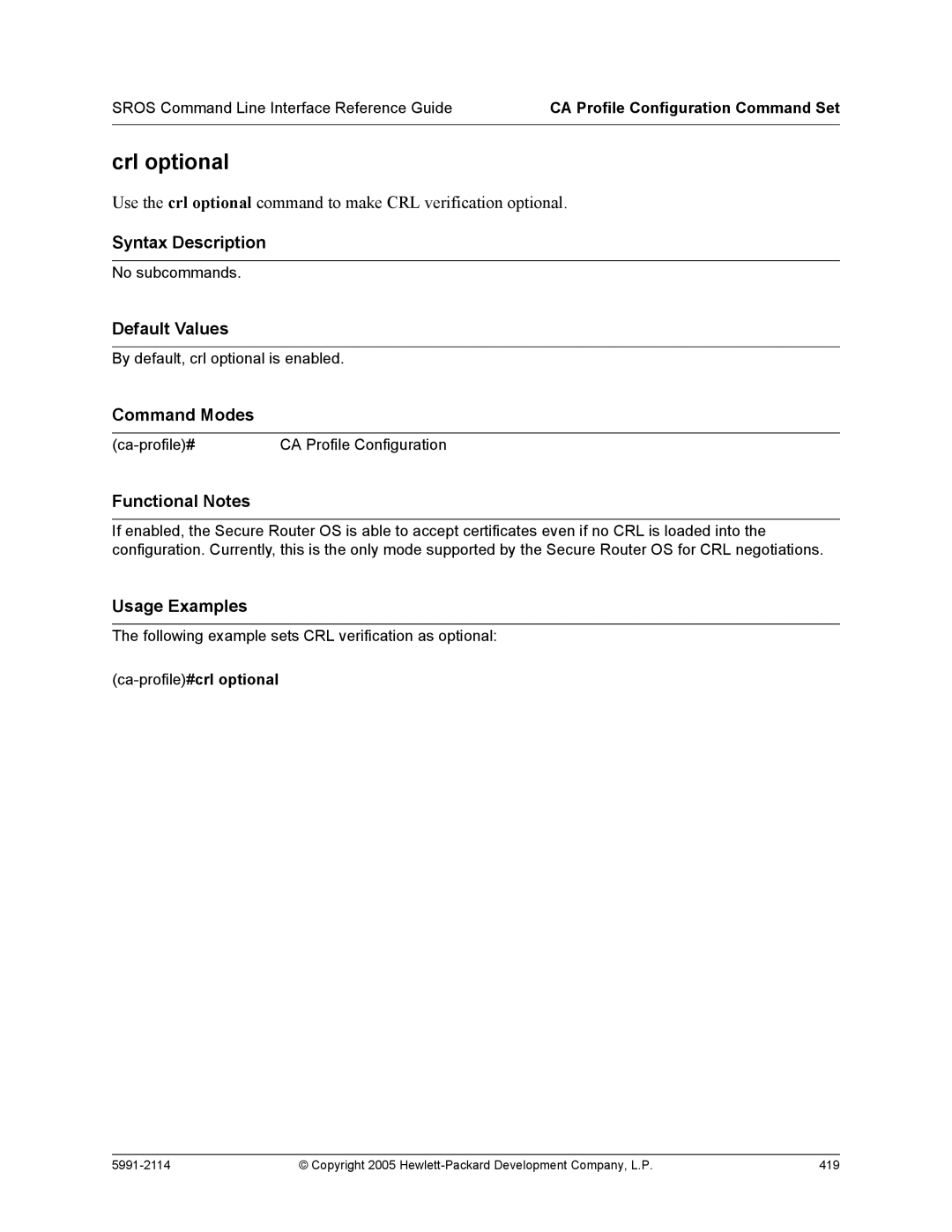 HP 7000 dl Router manual Crl optional 