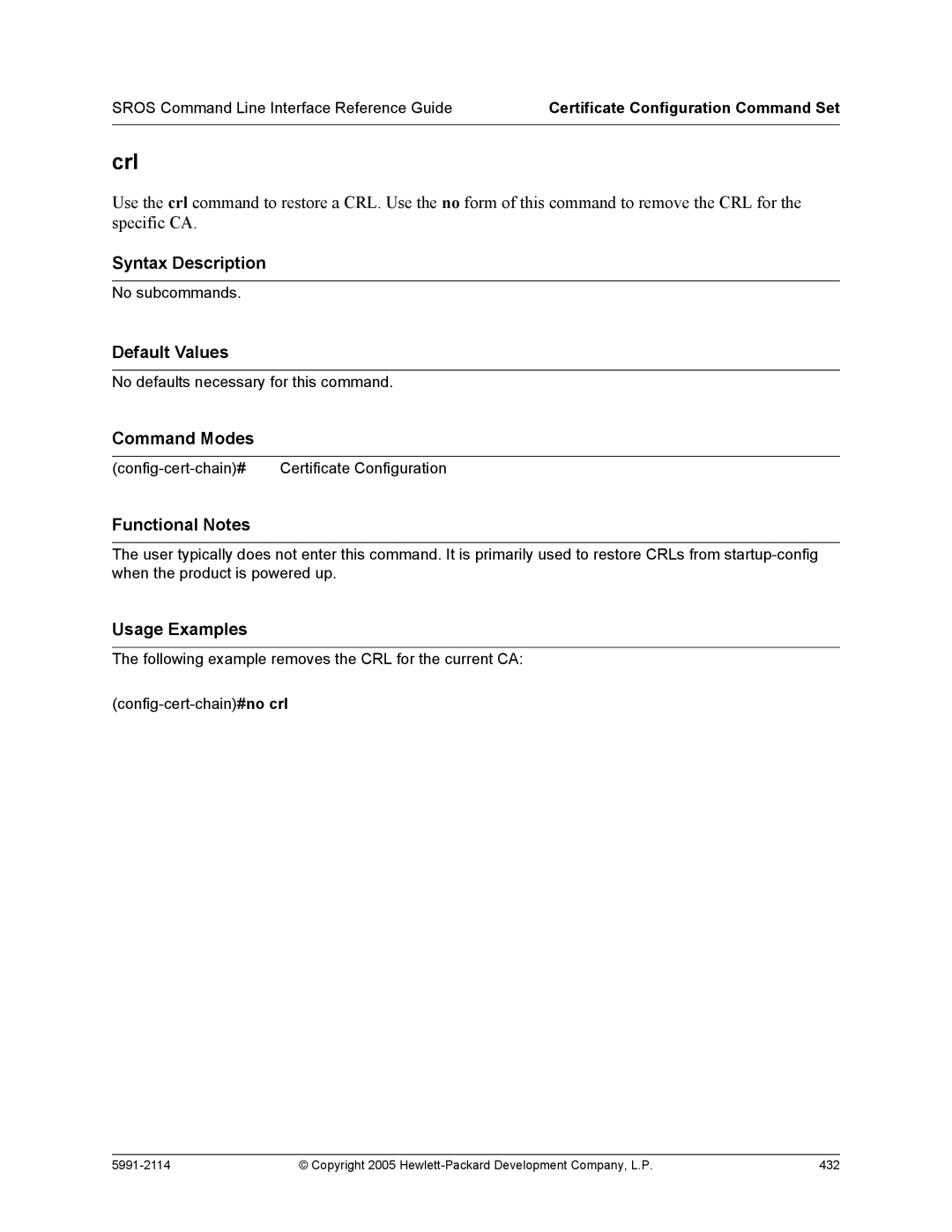 HP 7000 dl Router manual Crl 