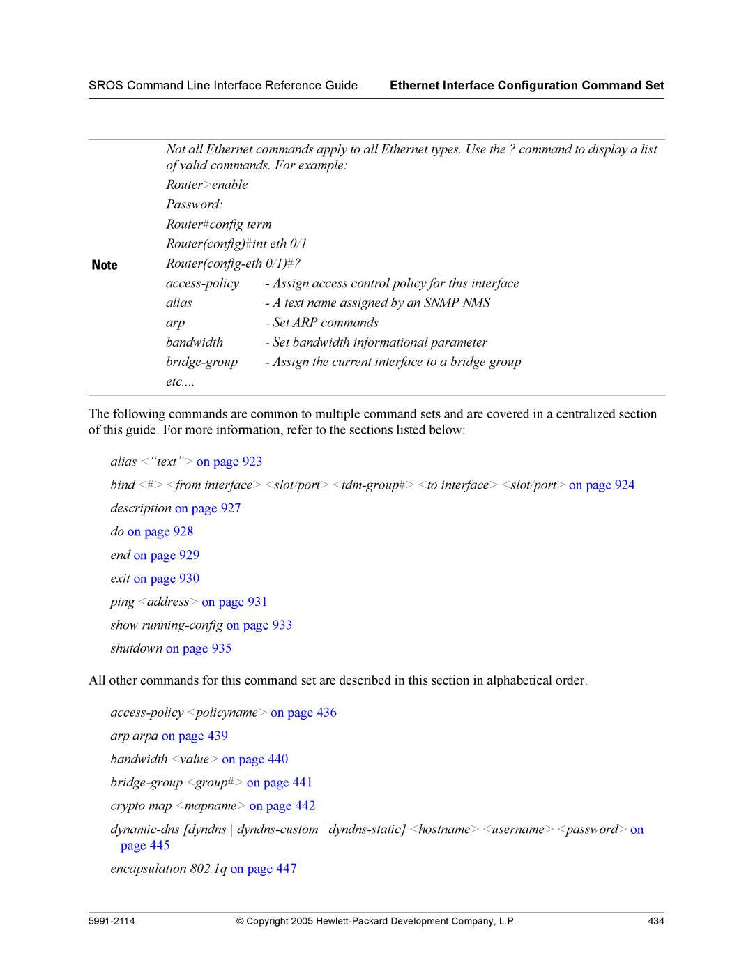 HP 7000 dl Router manual Access-policy policyname on 