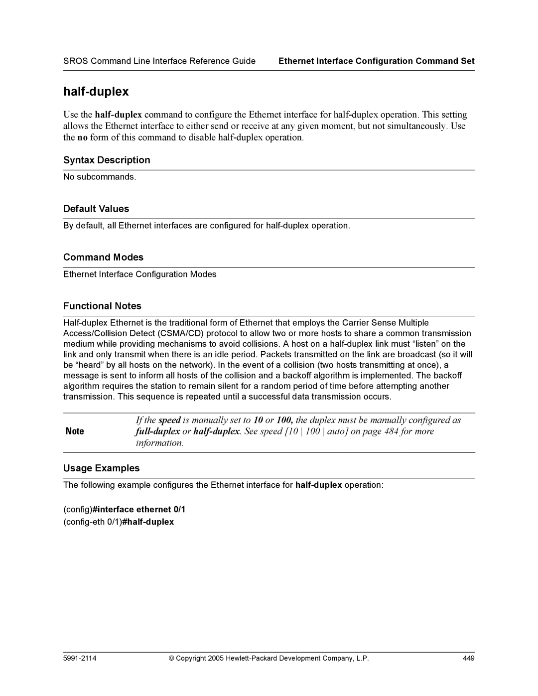 HP 7000 dl Router manual Half-duplex 