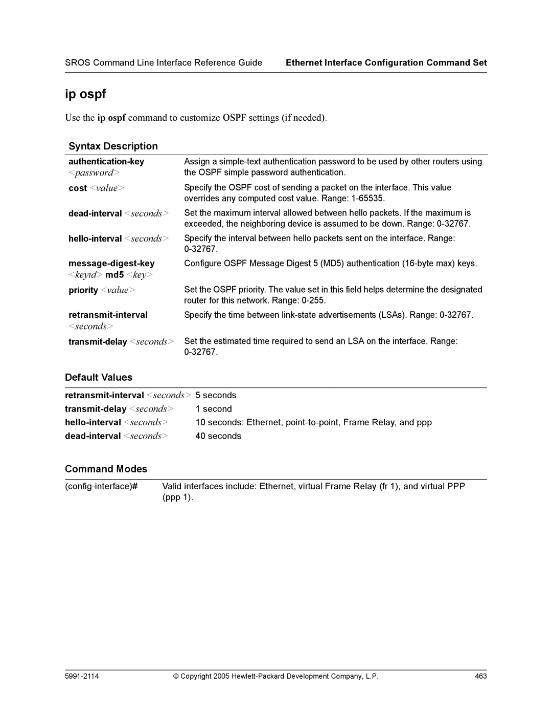 HP 7000 dl Router manual Ip ospf 