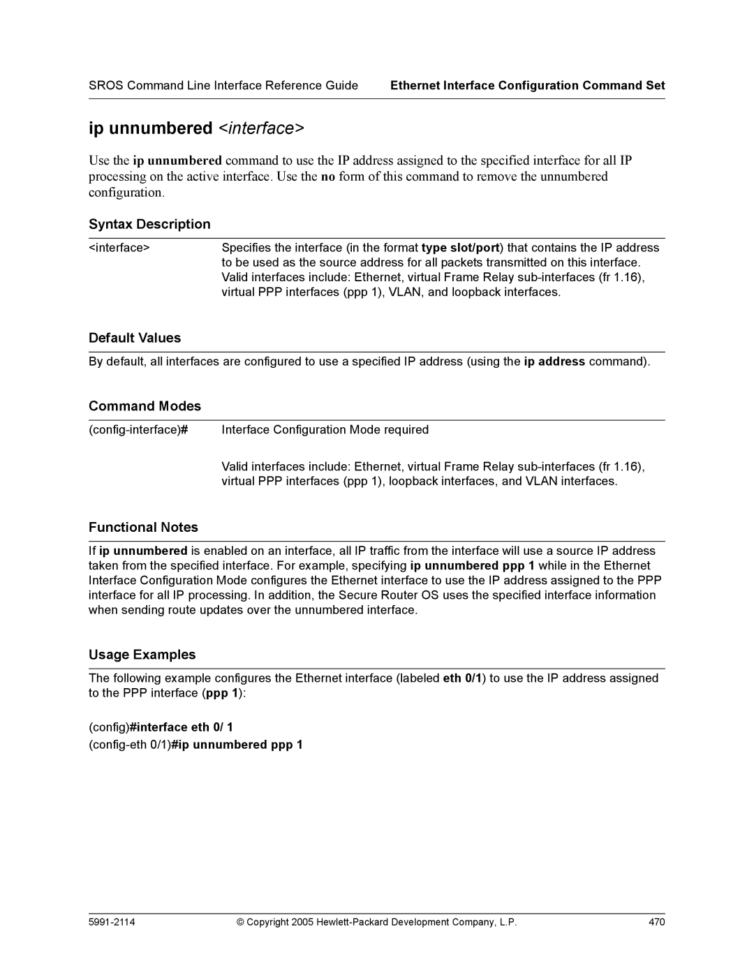 HP 7000 dl Router manual Ip unnumbered interface 