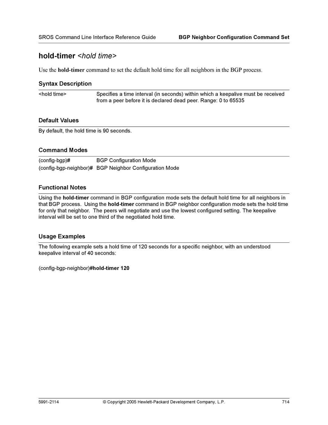 HP 7000 dl Router manual By default, the hold time is 90 seconds 