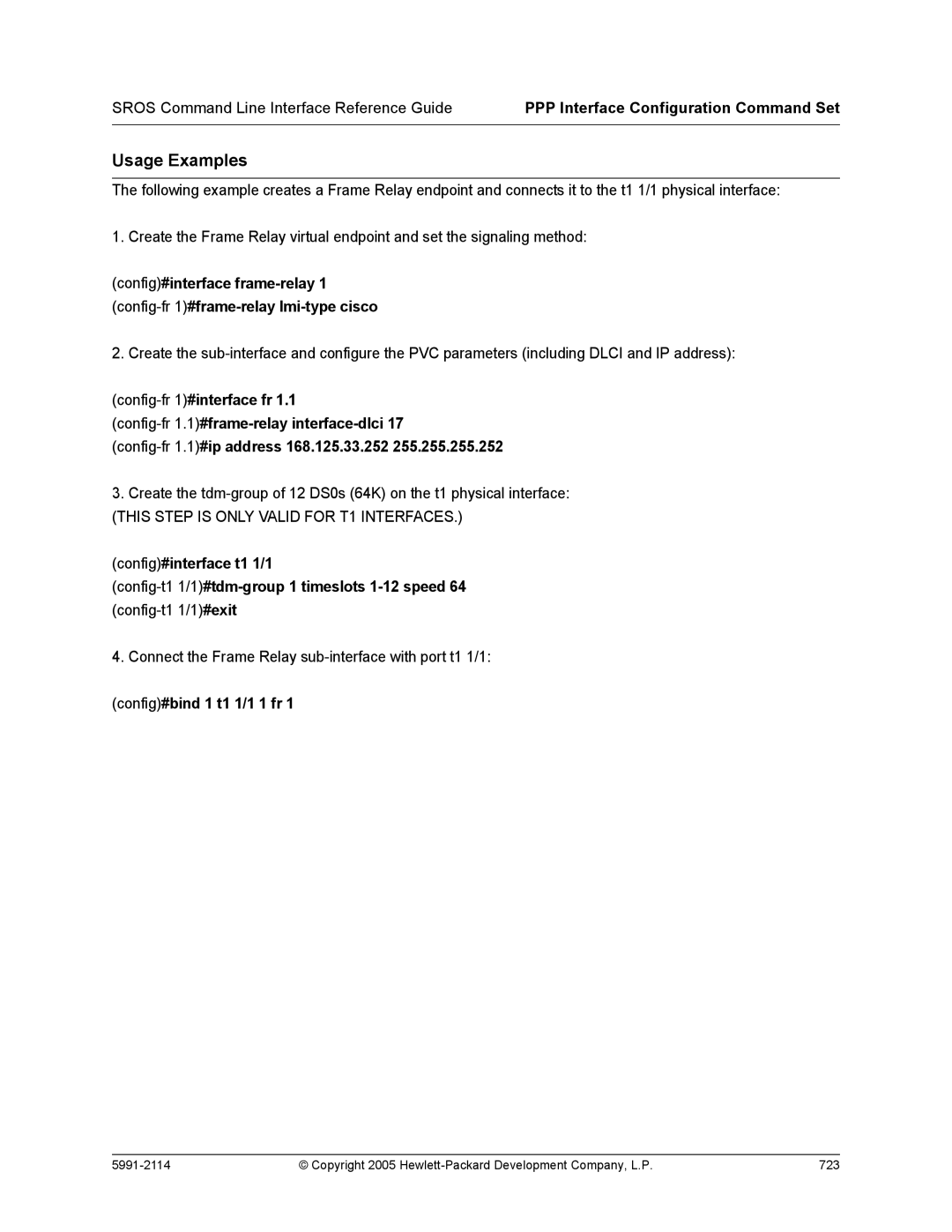 HP 7000 dl Router manual This Step is only Valid for T1 Interfaces 