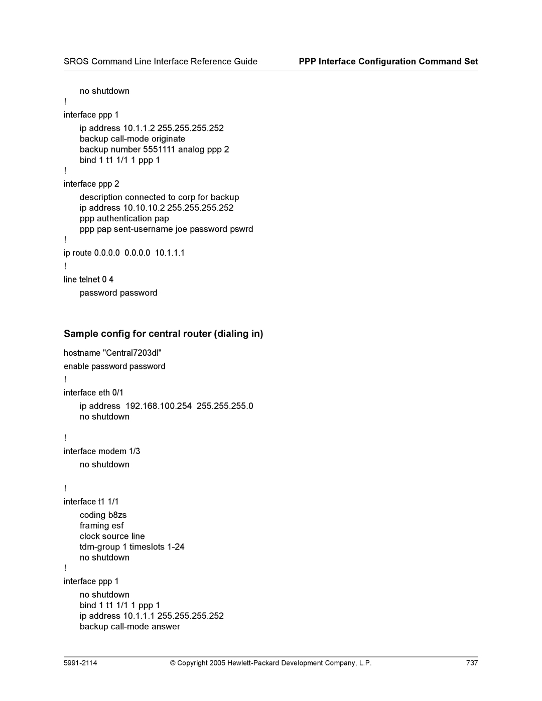 HP 7000 dl Router manual Copyright 2005 Hewlett-Packard Development Company, L.P 737 