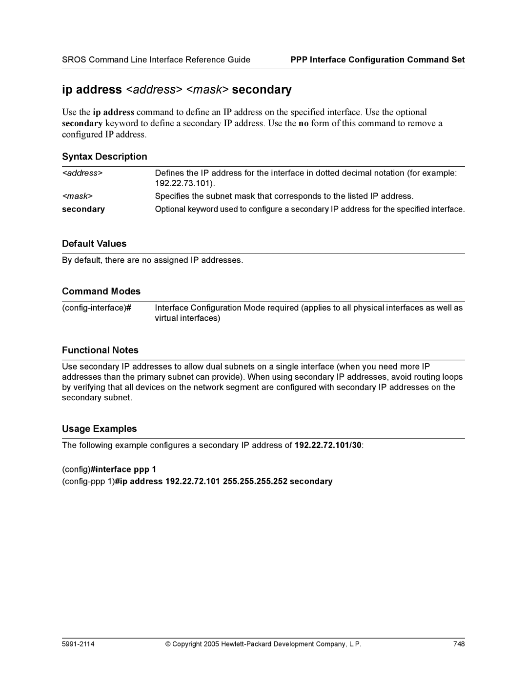 HP 7000 dl Router manual Copyright 2005 Hewlett-Packard Development Company, L.P 748 