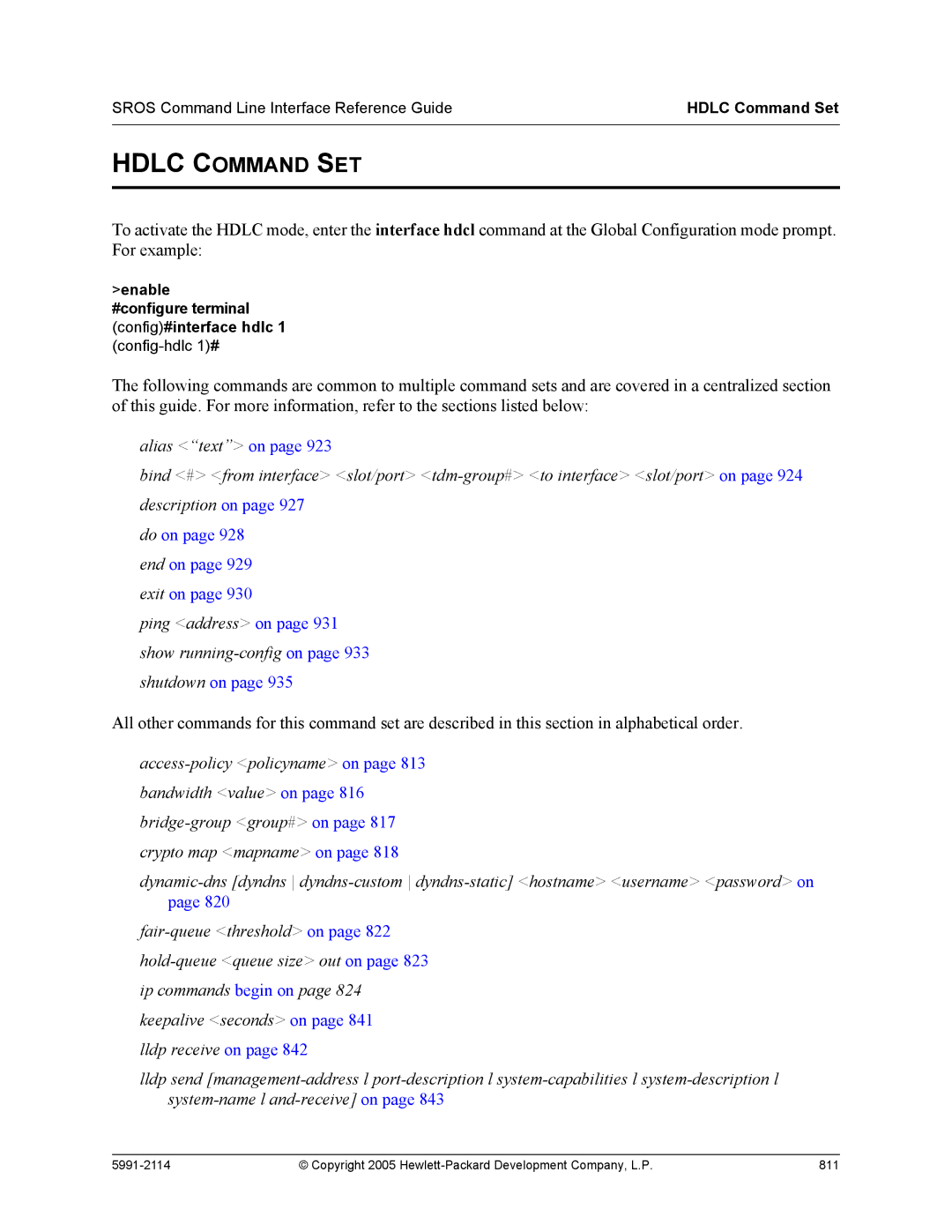 HP 7000 dl Router manual Hdlc Command SET, Hdlc Command Set 