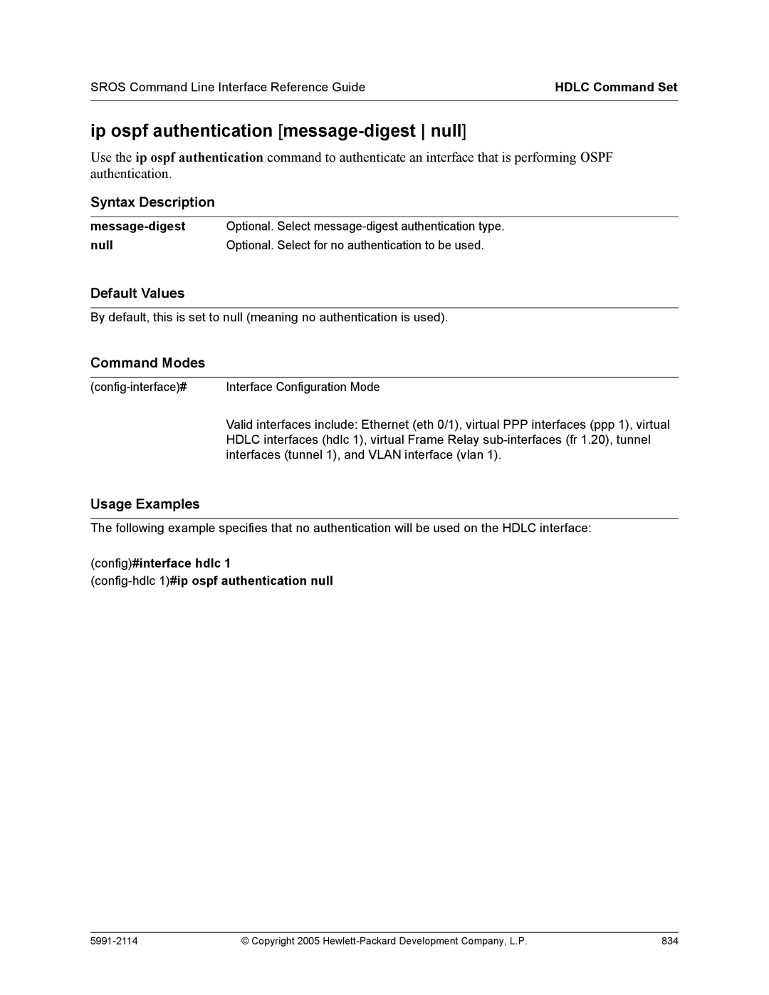 HP 7000 dl Router manual Copyright 2005 Hewlett-Packard Development Company, L.P 834 