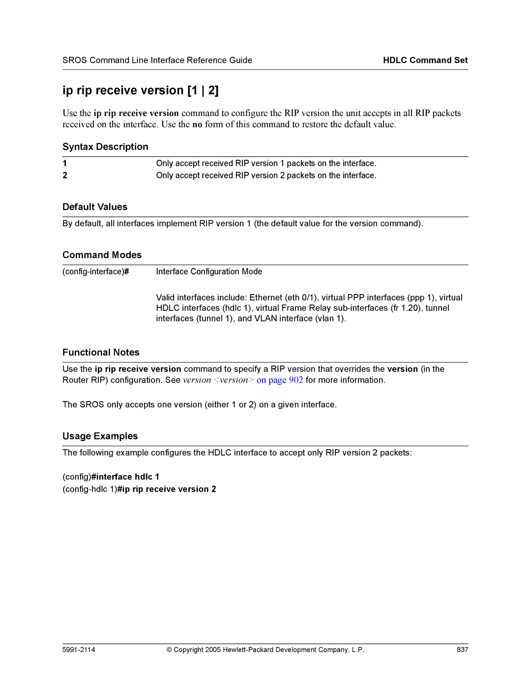 HP 7000 dl Router manual Copyright 2005 Hewlett-Packard Development Company, L.P 837 