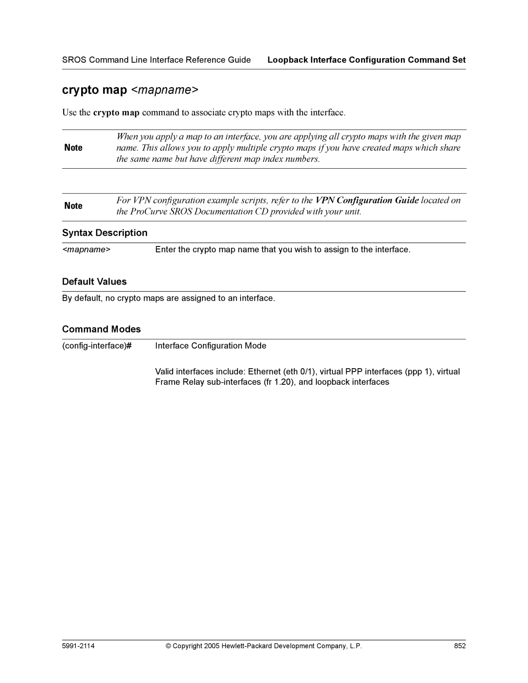 HP 7000 dl Router manual Copyright 2005 Hewlett-Packard Development Company, L.P 852 