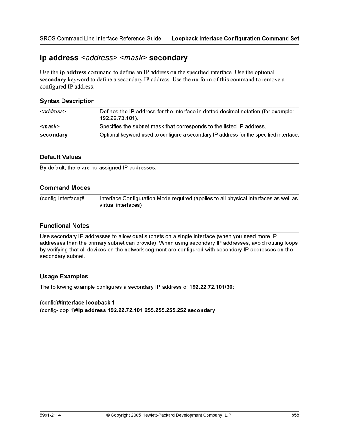 HP 7000 dl Router manual Copyright 2005 Hewlett-Packard Development Company, L.P 858 