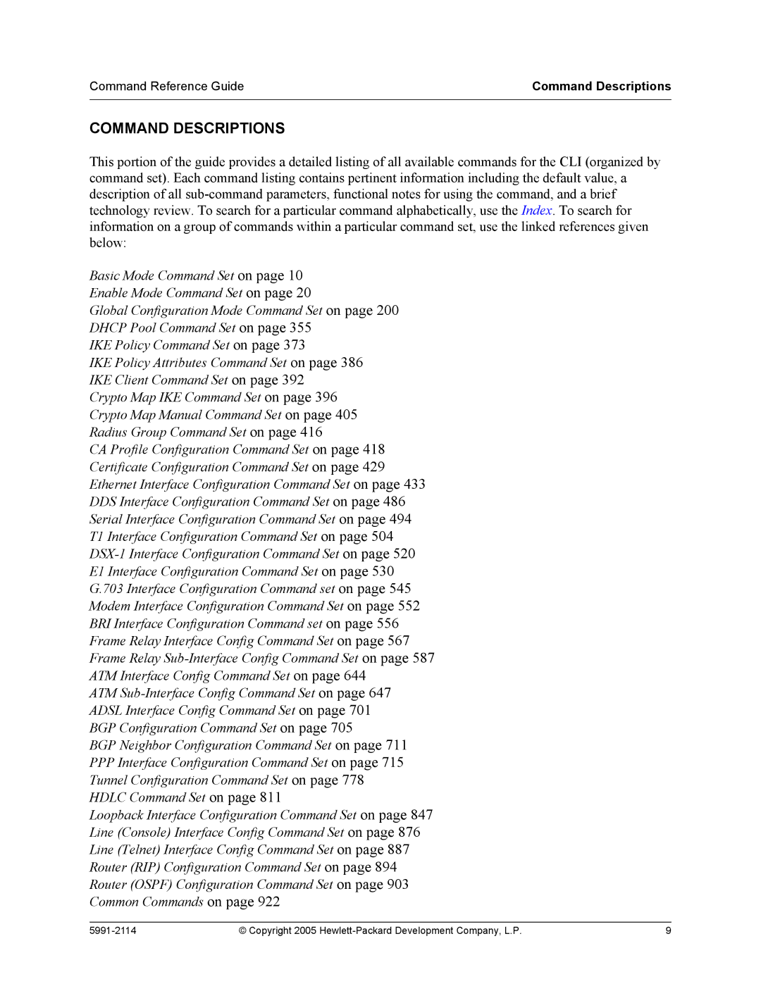 HP 7000 dl Router manual Command Descriptions 