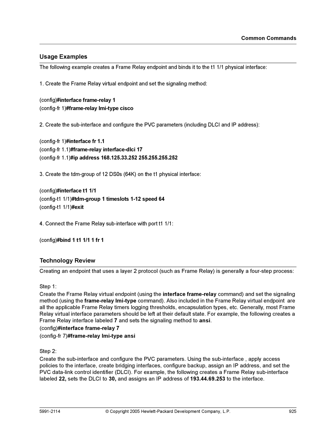 HP 7000 dl Router manual Copyright 2005 Hewlett-Packard Development Company, L.P 925 