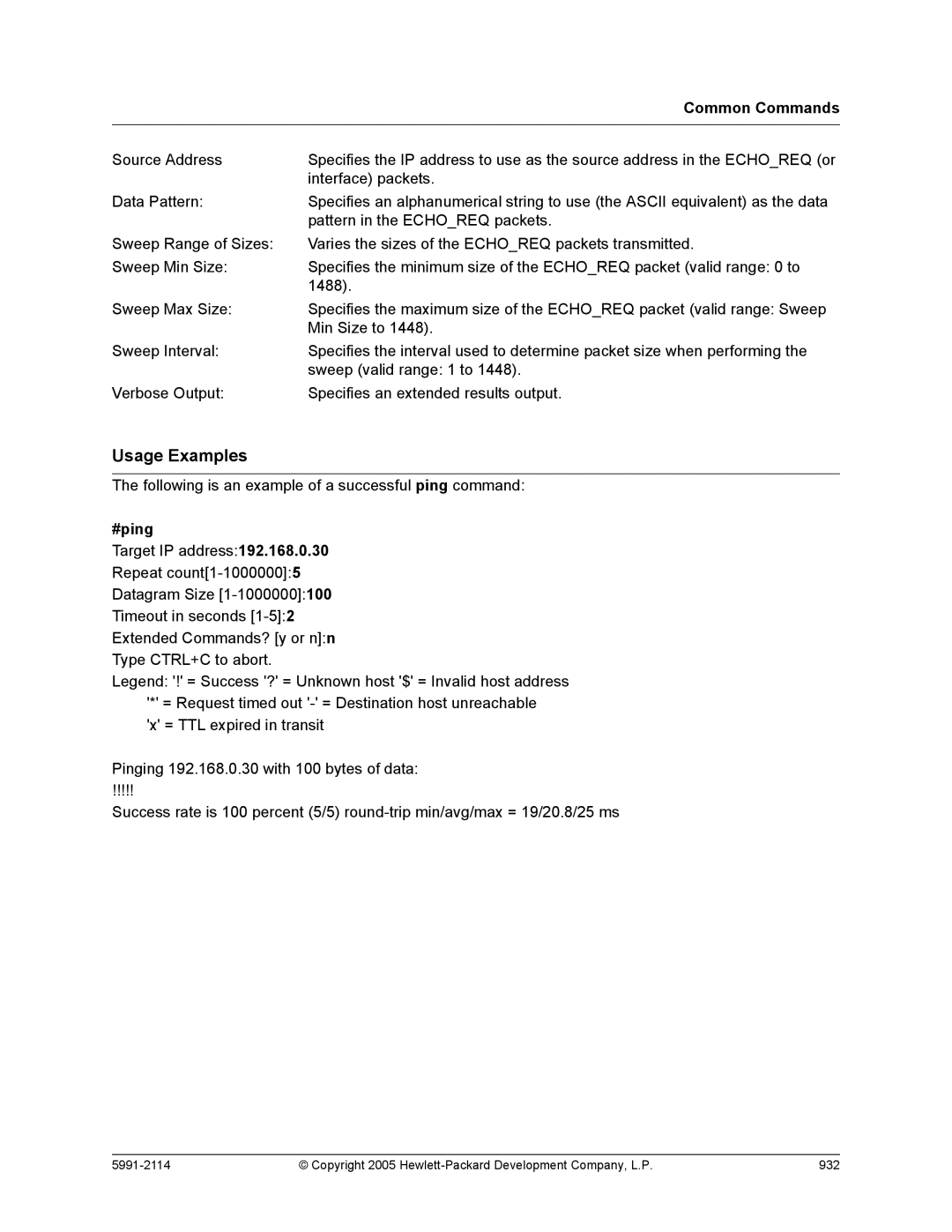 HP 7000 dl Router manual #ping 