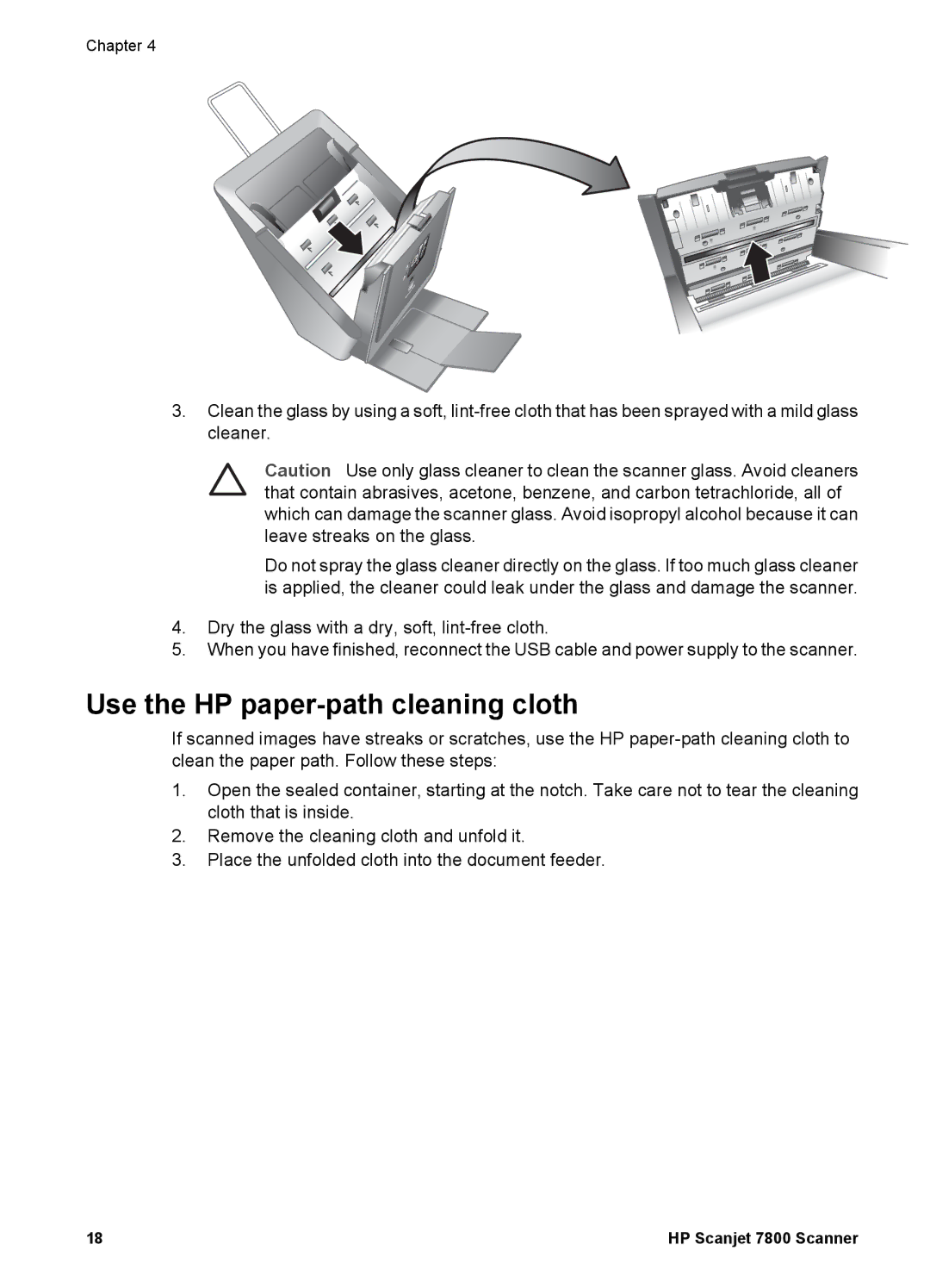 HP 7000 Document manual Use the HP paper-path cleaning cloth 