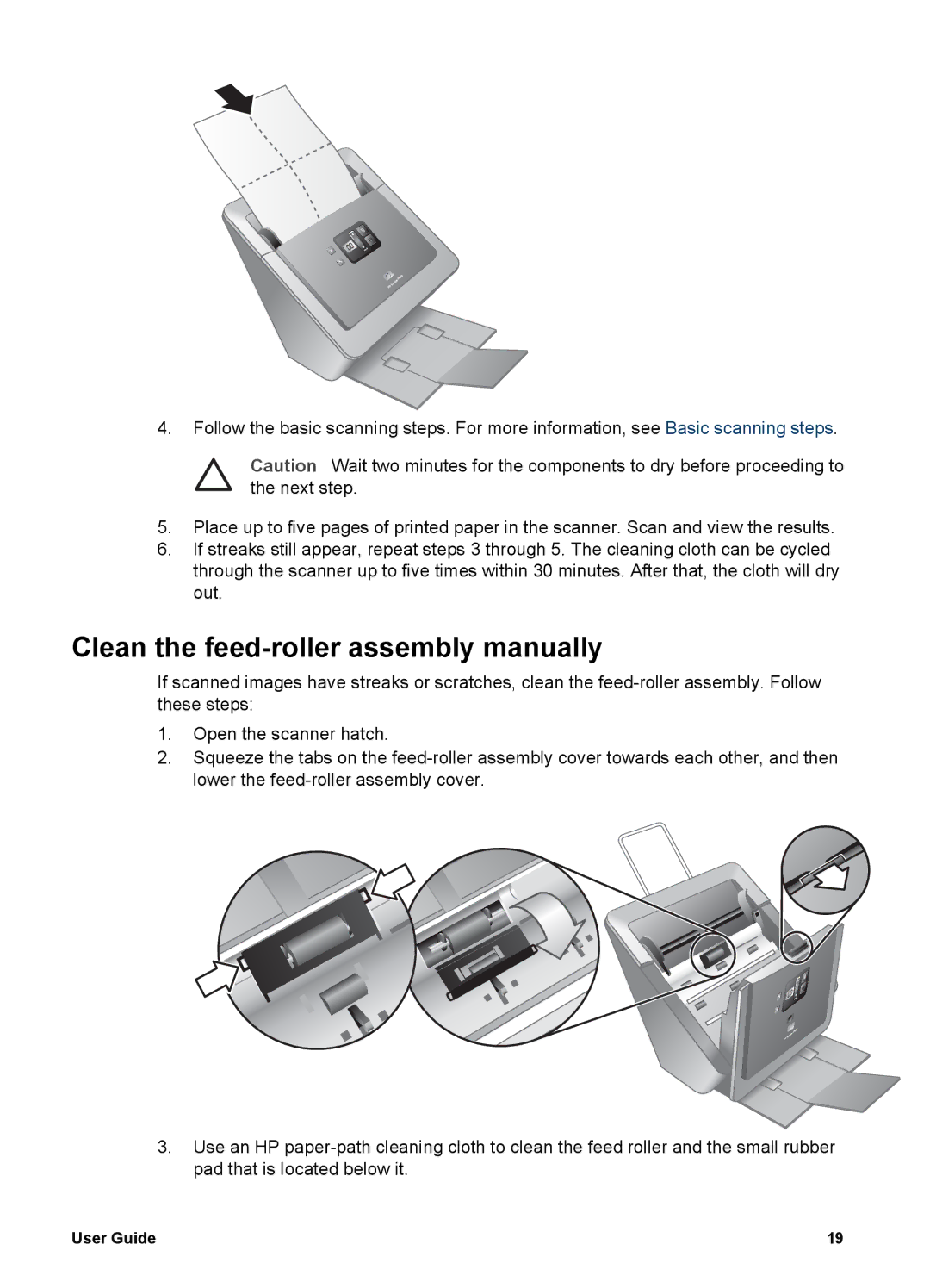 HP 7000 Document Clean the feed-roller assembly manually 