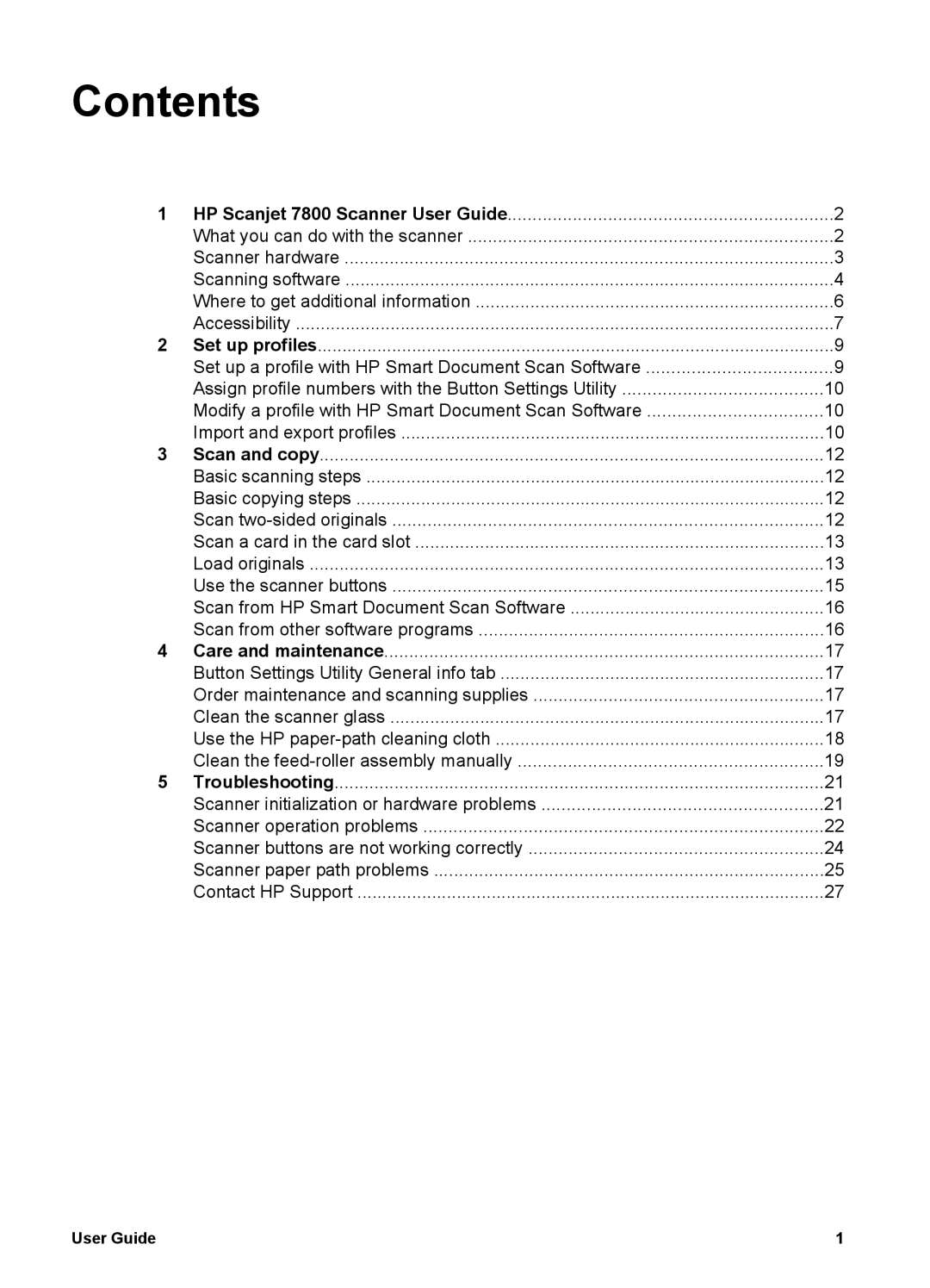 HP 7000 Document manual Contents 