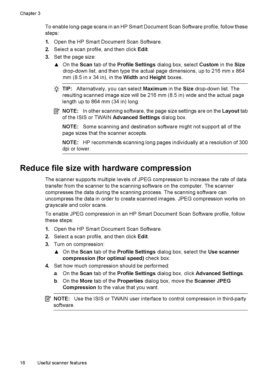 HP 7000 Sheet-feed manual Reduce file size with hardware compression 