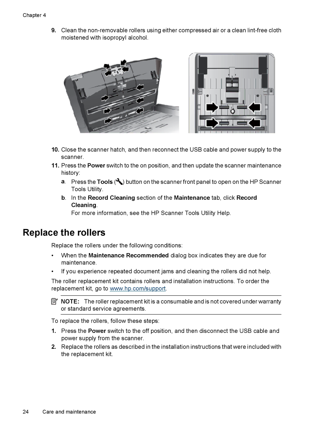 HP 7000 Sheet-feed manual Replace the rollers 