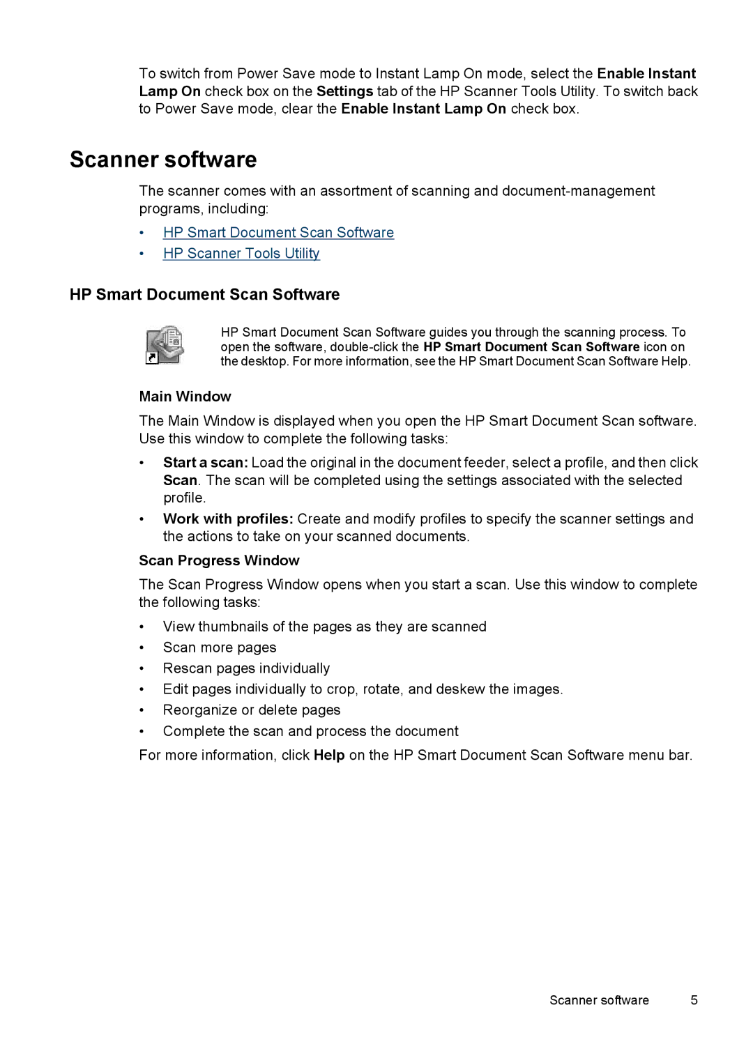 HP 7000 Sheet-feed manual Scanner software, HP Smart Document Scan Software, Main Window, Scan Progress Window 