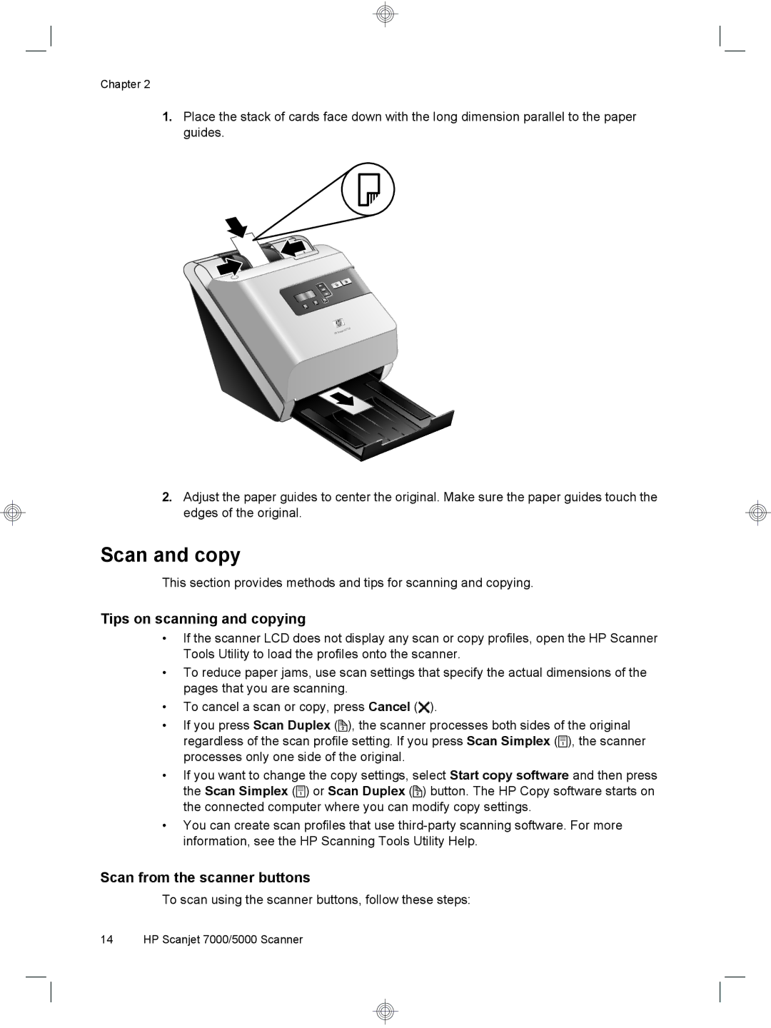 HP 7000 Sheet-feed manual Scan and copy, Tips on scanning and copying, Scan from the scanner buttons 