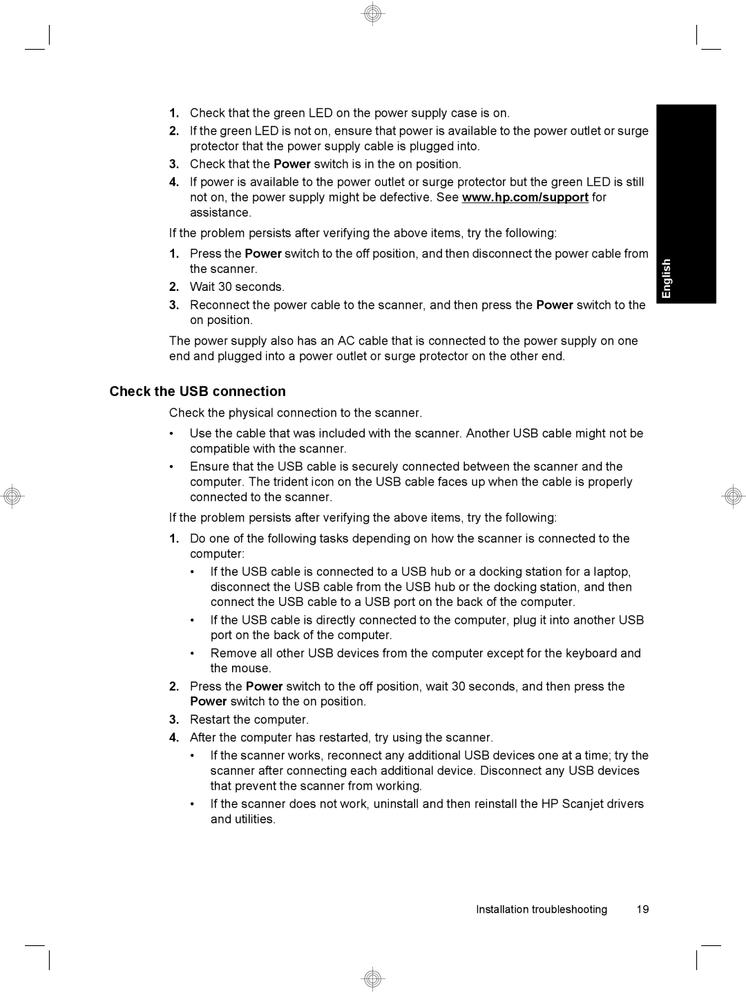 HP 7000 Sheet-feed manual Check the USB connection 