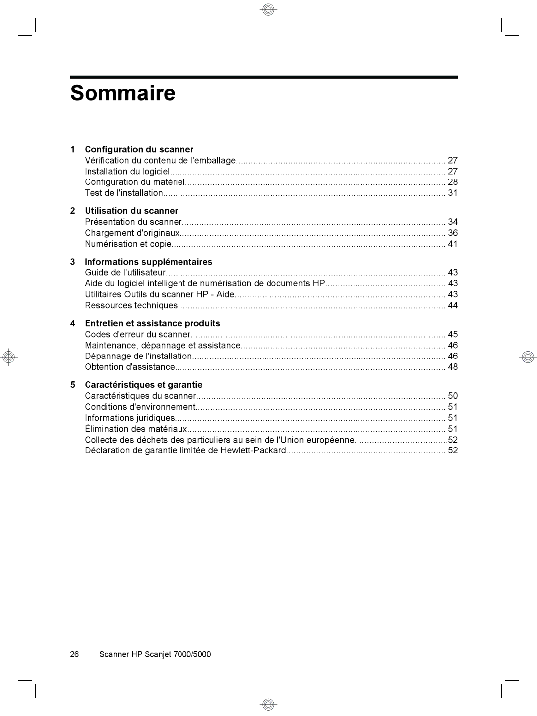 HP 7000 Sheet-feed manual Sommaire 