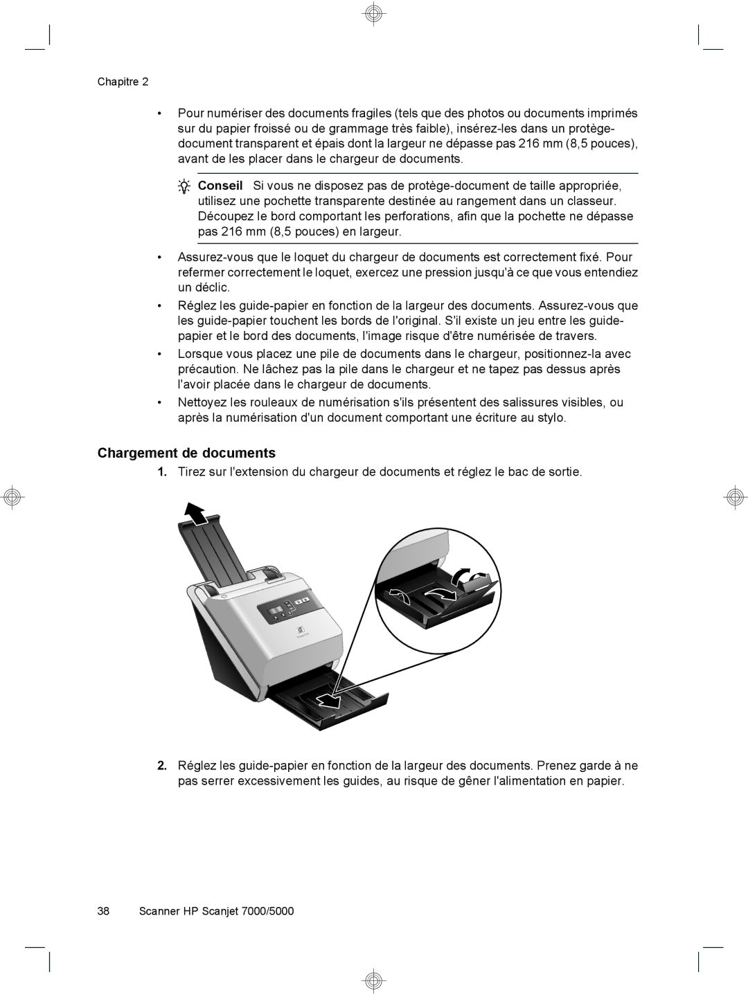 HP 7000 Sheet-feed manual Chargement de documents 