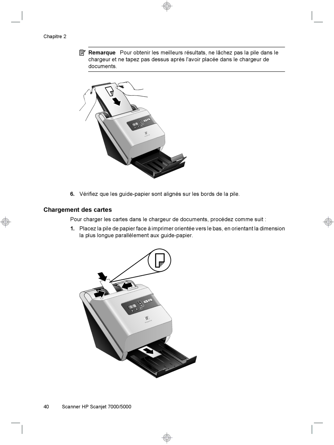 HP 7000 Sheet-feed manual Chargement des cartes 