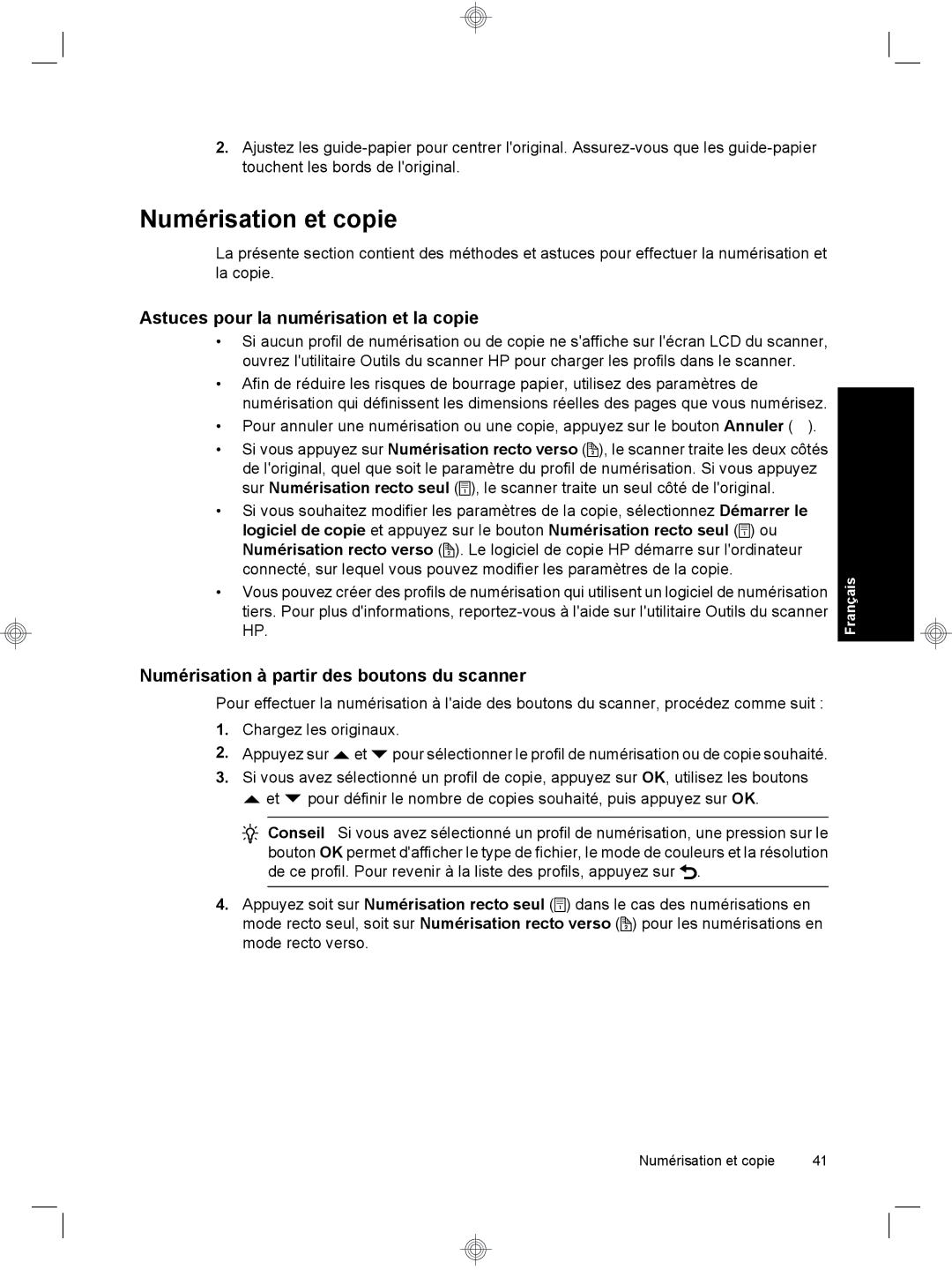 HP 7000 Sheet-feed manual Numérisation et copie, Astuces pour la numérisation et la copie 