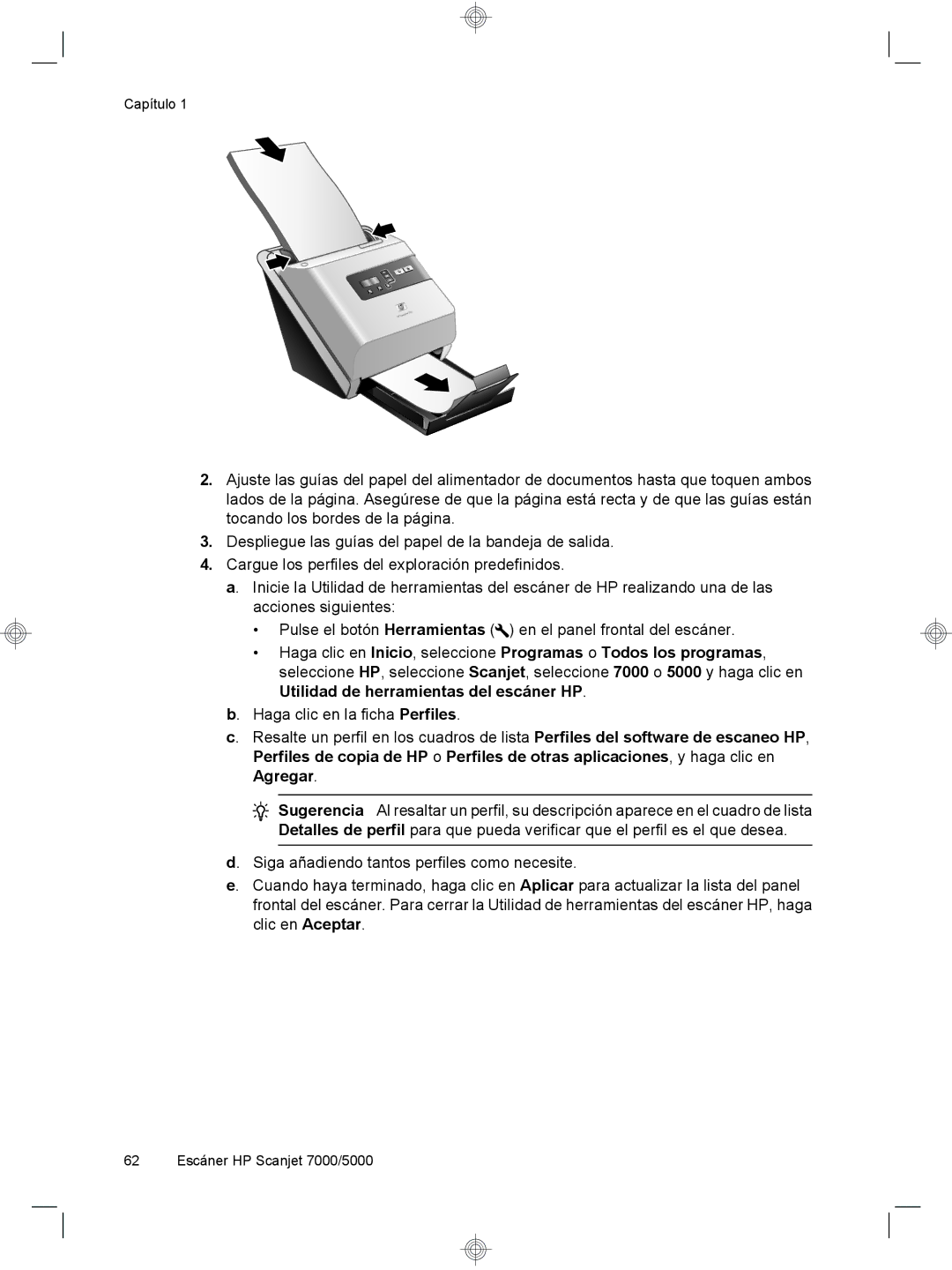 HP 7000 Sheet-feed manual 62 Escáner HP Scanjet 7000/5000 