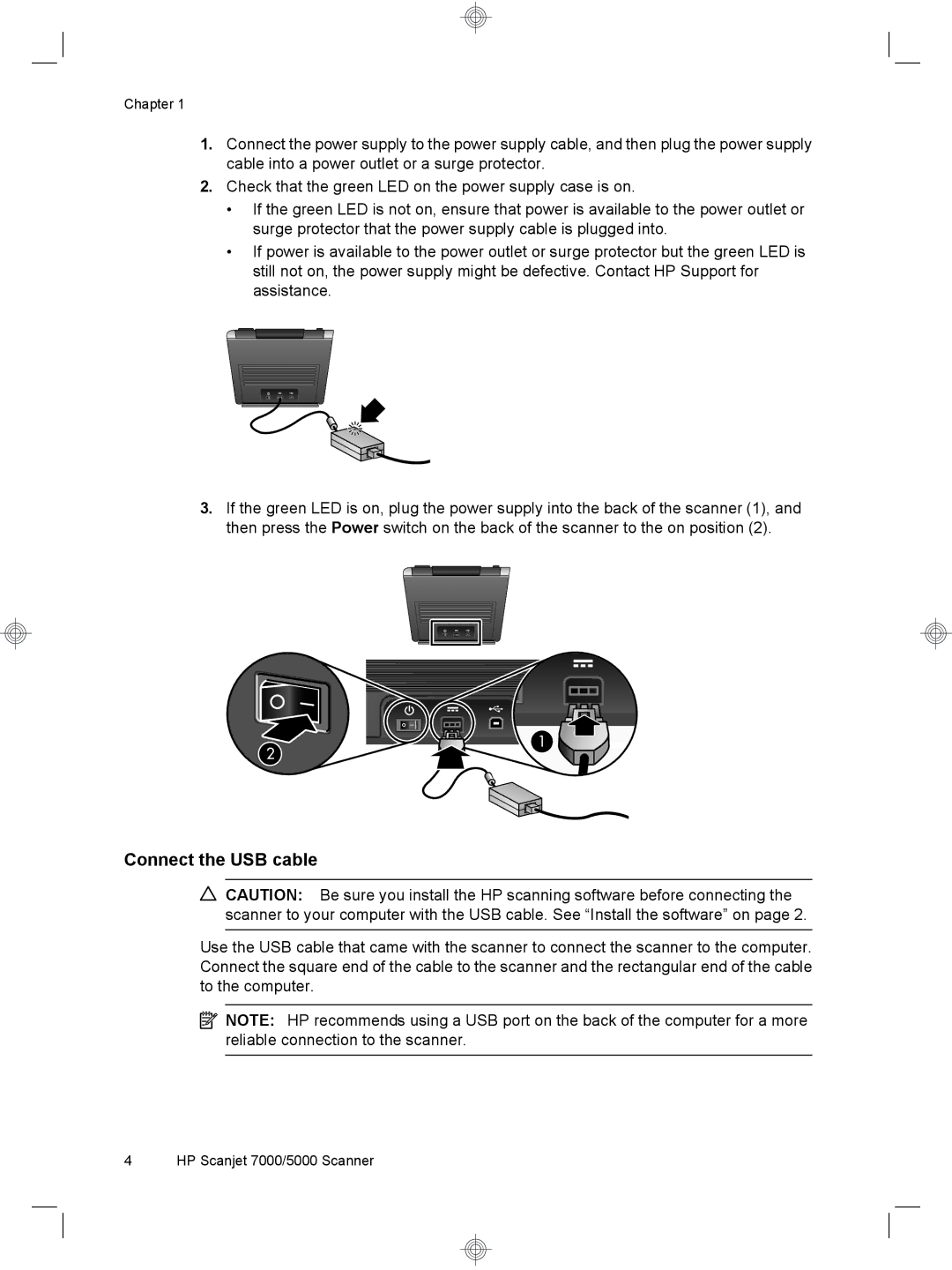 HP 7000 Sheet-feed manual Connect the USB cable 