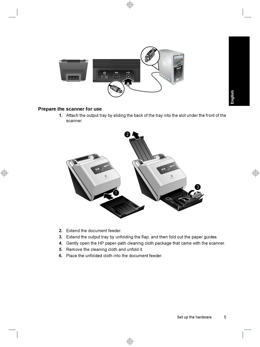 HP 7000 Sheet-feed manual Prepare the scanner for use 