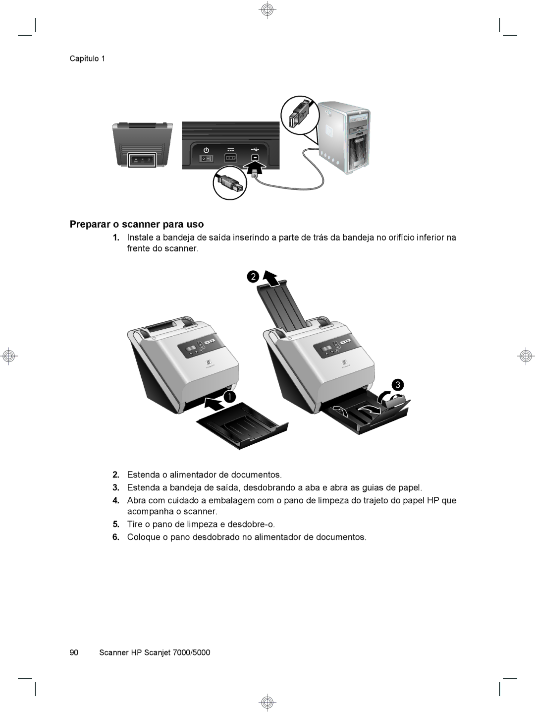 HP 7000 Sheet-feed manual Preparar o scanner para uso 